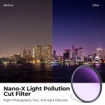 K F Concept 야간 필터 빛 오염 감소 밤하늘 별 카메라 렌즈 52mm82mm Night Filter 52mm : 신안물류