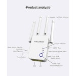 G1208 WiFi Extender, 1200Mbps WiFi 중계기 무선 신호 부스터, 이더넷 포트가 2.4GHz 5GHz 듀얼 밴드 WiFi Extender, 360도 : 우성상회