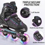 와 청소년을 위한 포토글 인라인 스케이트 조절 가능 라이트 업 휠 초급 블랙 미국 1-5세 여아용 : 디어바이템