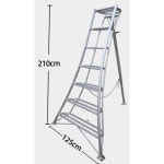 조경 사다리 발판 이동식 정원 작업대 높이 접이식 2세대 7단 2.1m 단면 사다리 : 우미네가게