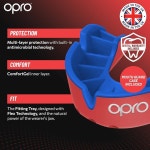 OPRO 실버 레벨 마우스 가드 - 복싱 하키 럭비 MMA 주짓수 UFC 및 풋볼 마우스피스를 위한 다층 보호 기능이 있는 성형형 케이스(성인 화이트... 