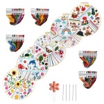 CMINAUS 5 세트 자수 키트 꽃송이 식물 패턴 바늘 포인트 핸드 크로스 지침서 2 후프 천 시작자용 : 스마일우드마켓