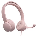 PC무선헤드셋 PC용 마이크가 있는 루문 USB 헤드셋, 사무실용 노이즈 캔슬링 유선 컴퓨터 헤드셋 핑크 : 온세상템