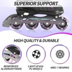 와 청소년을 위한 포토글 인라인 스케이트 조절 가능 라이트 업 휠 초급 블랙 미국 1-5세 여아용 : 디어바이템