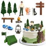 크나나 14Pcs 캠핑 케이크 토퍼 장식 숲 테마 생일 파티 용품을 위한 : 디얼바이유