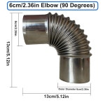 바디릴 2.36인치 스토브 파이프, 야외 캠핑용 90도 굴뚝 스테인리스 스틸 연도 2개, 우드 스토브, 액세서리, 직경 6cm(90 ) 2 x 90 : 포유픽스