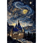 레진 사각 보석십자수 별이 빛나는 하늘 아래 성 : 뭉언니