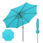 빈스 아웃도어 파티오 우산, 푸시 버튼 틸트 및 크랭크가 있는 테이블 우산, 8 리브 마켓 우산 Beige-Steel Ribs 10FT : 리브온더샵