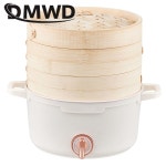 전기 대나무 찜기 다기능 3 레이어 스낵 롤빵 찜 바구니 세트 상자 음식 따뜻한 아침 식사 기계 밥솥 냄비 2 2L Thr layers : 톡톡바로직구