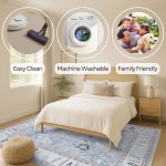 페임 러그 모던 우샤크 러그, 빈티지 터키 그레이 오리엔탈 앤티크 인스파이어드 에어리어 워셔블 럭셔리 거실 침실(391GB, 7피트 5인치 x... 