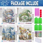 4팩 노메 다이아몬드 페인팅 키트 아트 키트, DIY 5D 원형 풀 드릴 보석 미술 및 공예품 가정용 벽 장식 선물 12x12 인치 G6513+G6514... 