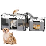 실내 고양이를 위한 DESEL 휴대용 고양이 놀이펜, PVC 파이프 강아지 애완동물 접이식 야외용 텐트 케이지 상자, 탈착식 지퍼 탑(39 x24 x22... 