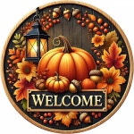 가을 다이아몬드 아트 키트, 5D DIY 호박 점 원형 풀 드릴, 홀리데이 홈 월용 서클 디자인 페인팅 키트 및 현관문 장식 14X14인치 G1240... 