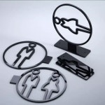 남녀공용 화장실 간판 호텔 알림 공중 측면 변기 장착 WC 1 20cm x 18cm : 넥스트바잉