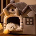 따뜻한 애완동물 침대 강아지 집 고양이 텐트 빌라 소형견 침대 담요 고양이 둥지 사계절용 치와와 비숑 강아지 품종용 : 우리집 소확행