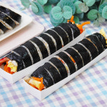 한줄 포장 화이트 김밥트레이 100장 : 오렌지포장