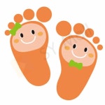 미끄럼방지 발바닥스티커 5매 주황 유치원스티커 계단조심 : 와이에스트리에딩