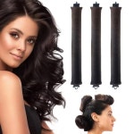 여성용 무열 컬링 블로아웃 헤어 수면 스타일링 3개 밴드 오버 헤어 새틴 컬러 로드 Beige 3pcs : 은율41