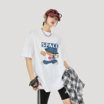 스포츠 곰 카툰 인쇄 원넥 반팔 티셔츠 여름 원넥 언섹스 2가지 색상 S-3XL : 주식회사 서래올