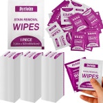 Dyrfolm 200팩 얼룩 제거 물티슈, 옷용 개별 포장 미니 여행 청소 물티슈 천 세탁 얼룩, 식탁보, 카시트 실내 장식품 Orange 200... 