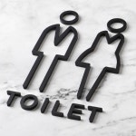 화장실 도어사인 블랙 TOILET 남여 화장실 안내표지판 : 도하팩토리