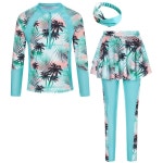 선포커스 걸스 긴팔 래쉬가드 하프 지퍼 수영복 UPF 50+ 헤어밴드 5-12Y 투피스 수영 세트 B1-sequin 02 9-10 Years : 고양이와 노트