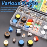 TWTADE 77피스 전위차계 키트 WH148 B1K B5K B10K B20K B50K B100K OHM 선형 회전 가변 저항기 다양한 손잡이 너트 및 와셔 H 055 : 차아