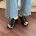 [G3623]여성 뮬 스퀘어 사각 비대칭 4CM 슬리퍼 : 새로이클라쓰
