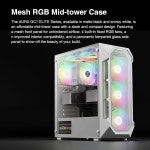 템퍼링 글래스가 장착된 GAMDIAS 화이트 ATX 미드 타워 게이밍 컴퓨터 PC 케이스, 내장형 4X 120mm ARGB 팬, 최대 6X 120mm 팬 지원... 