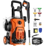 전기 압력 세척기, 폼 캐논이 장착된 2.1GPM [리얼] 파워 총 도달 거리 55피트 [업그레이드], 4개의 노즐이 휴대용 세척기 호스 릴 - 자동차... 