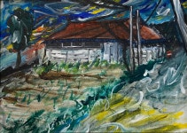 아크릴화 / 화가 김삼중 친필 서명 진품‘ 작품 회화 - 고은2리 내려가는 해질녘 길에 (2024) 아트 갤러리 원화 액자 : 김삼중 미술 art 관