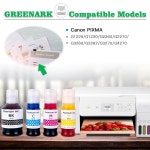 GREENARK GI-21 GI21 잉크, 캐논 PIXMA G1220 G1230 G2260 G3260 G3270 G4270 (4팩, 블랙 시안 마젠타 옐로우) 리필 병 잉크 교체용... 
