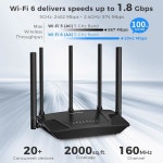 LNN Wi-Fi 6 라우터, 게임용 3000Mbps 듀얼 밴드 무선 기가비트 라우터, OFDMA를 통한 20개 이상의 디바이스 지원, 2000 평방 피트... 