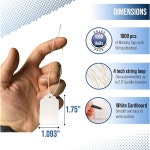 이지트웰브 - 문자열이 부착된 1000개의 흰색 가격표, 제품용 행 태그, 라벨링 1.75 x 1.093 인치 : 노블로즈