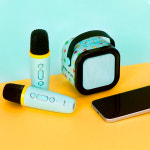 원포 짱구 블루투스 스피커 마이크 세트 소형노래방기계 노래방기계 : 원포올스토어