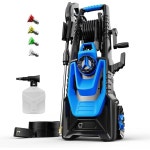 젤론프로 전동식 압력 세척기, 호스 릴, 폼 캐논, 20FT 호스, 35FT 코드가 장착된 세차기, 데크용 고압 진입로, 파티오, 블루 Green : 좋은... 