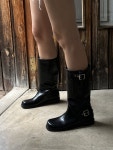 두줄 펀칭 벨트 스트랩 라이더 미들부츠 (1컬러) : SEN SHOE