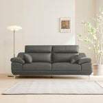 동서가구 뉴테라 천연면피가죽 소파 스툴미포함, 베이지, 4인용 : 주식회사 동서가구