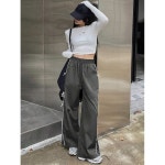 GAMISS 여성용 활 와이드 레그 스웨트 팬츠 엘라스틱 허리 캐주얼 배기 아미 그린 XL : 수성동