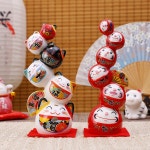 소장용 달마 세라믹 부르는 조각상 도자기 마네키 고양이 행운의 행운을 피규어 타워 A 골든 슬램 : 순이-마켓