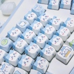 G1431 먼작귀 하치와레 키캡 132 기계식 선물 키보드 귀여운 블루 : 쿠마네상점