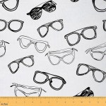 필유 빈티지 안경 실내 장식용 패브릭, 마당 옆 장식 및 가정용 DIY 프로젝트용 패턴 오토바이 스케치 야외 1야드, 블랙 화이트 1 Yard... 