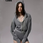 1JINN STUDIO 원진스튜디오 폴카 도트 귀염이 악마뿔 스웨트 후드 집업 숏 점퍼 : 보물광주리