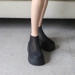 [G3654] 여름 메쉬 숏부츠 키높이 6cm 통굽 하이탑슈즈 : 새로이클라쓰