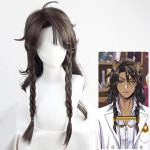 Twisted-Wonderland Leona Kingscholar 브라운 브레이드 롱 코스프레 내열성 합성 헤어 카니발 할로윈 파티 + 가발 모자... 