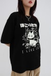 (unisex)  라이크캣 세미오버핏 고양이 반팔티 (2C) : 스웰업