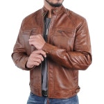 스토어지 퀼트 바이커 남성 가죽 재킷 - 리얼 램스킨 모토 스타일 카페 레이서 : 일화