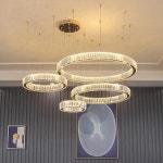 현대 크리스탈 펜던트 Lighs 럭셔리 인테리어 장식 침실 식사 거실 천장 샹들리에 골드 링 조명기구 : 리치101