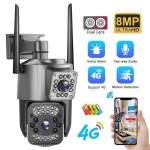 V380 Pro 4G Sim 카드 IP 카메라 8MP 듀얼 렌즈 PTZ 나이트 비전 야외 웹캠 알람 스마트 홈 CCTV 보안 보호 모니터 : 디비엔글로벌