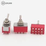1PCS 12Pin 토글 스위치 빨간색 2/3 ON-ON DPDT 미니 5A/125V-2A/250V AC MTS-402 푸시 버튼 : 킥앤고오토